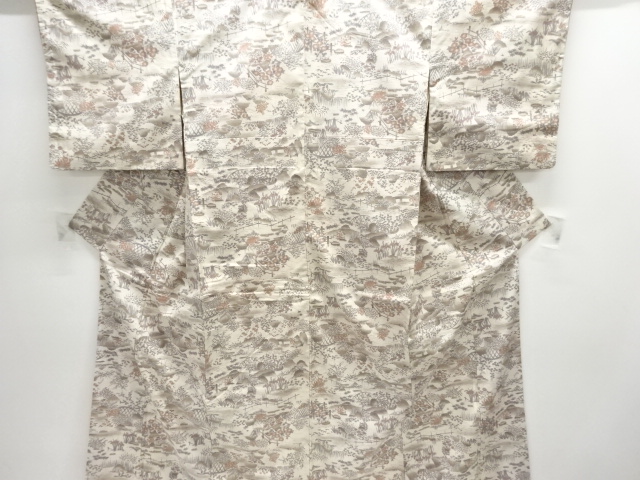 JAPANESE KIMONO / ANTIQUE KIMONO / TSUMUGI / SILK / FLORAL PLANTS